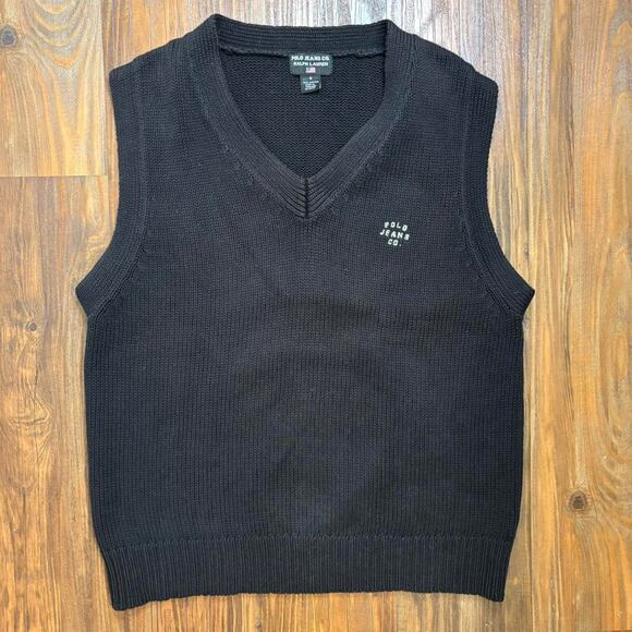 Vintage 1990s Polo Jeans Co Black Sweater Vest - Picture 1 of 6